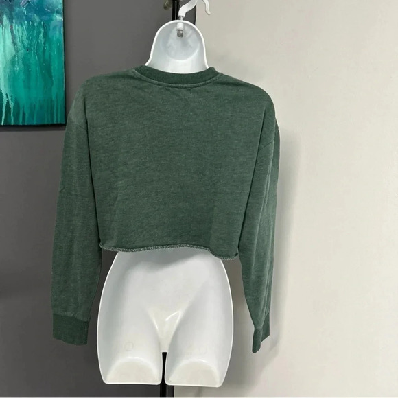 BEVERLY HILLS CALIFORNIA Women’s XS Sweatshirt Green Cropped Logo Grunge‎ Emo - Picture 2 of 10